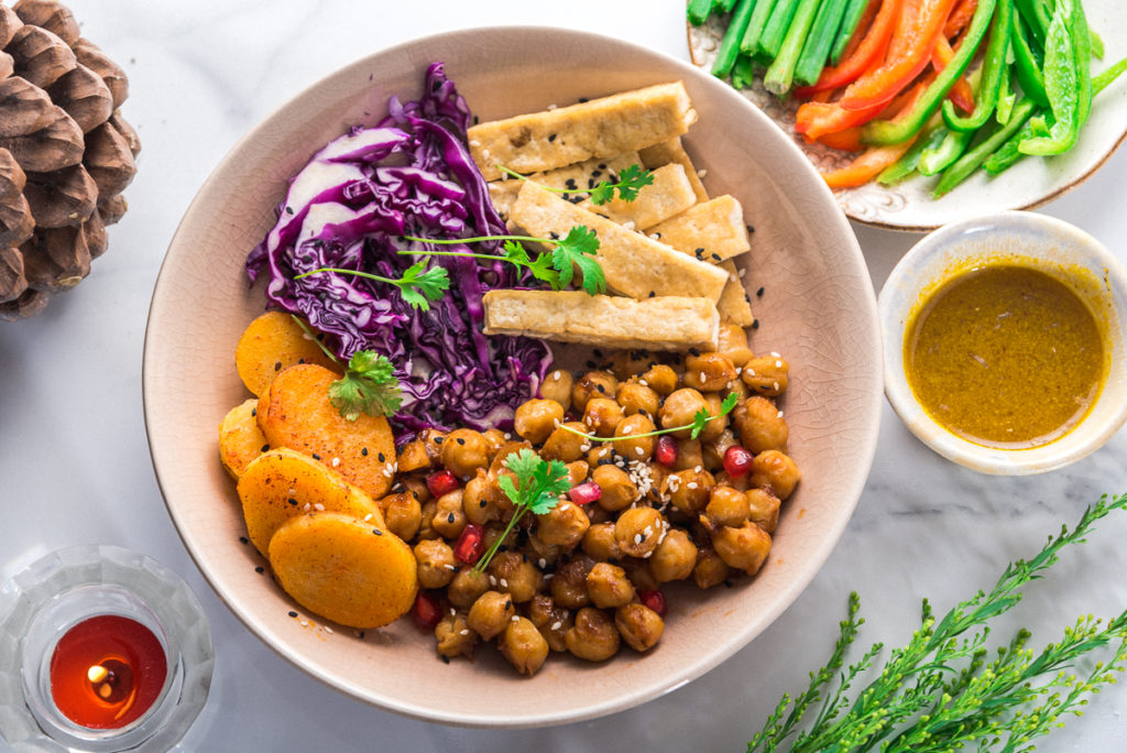 Tofu and Chickpeas in Barbecue Sauce